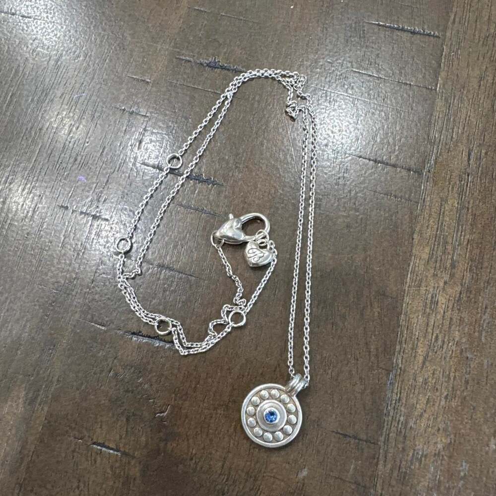 Brighton Silver Tone Necklace with Blue Stone Pendant